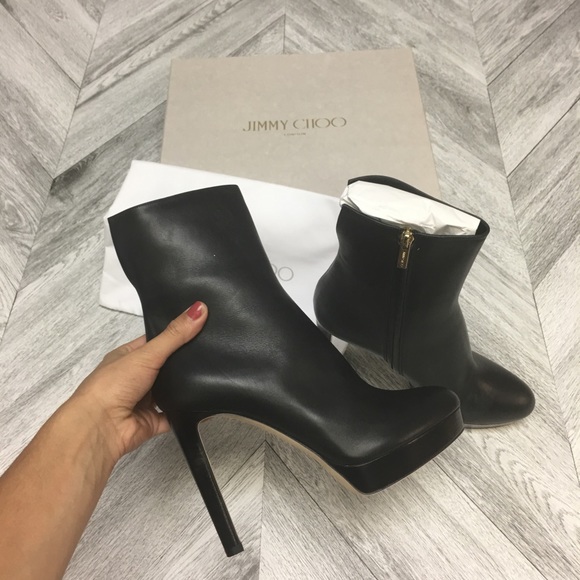 Jimmy Choo Shoes - Jimmy Choo | Majesty Black Leather Booties NEW 10